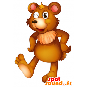 La mascota del pequeño oso de peluche marrón hace un guiño - MASFR029436 - Mascotte 2D / 3D