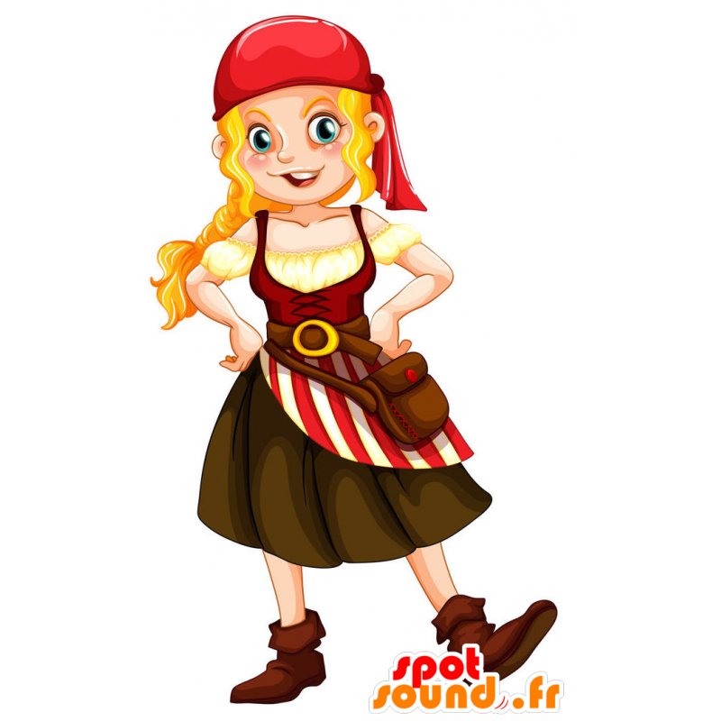 Mascot mujer pirata de colores en el vestido tradicional - MASFR029437 - Mascotte 2D / 3D