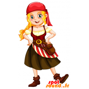 Mascot bunten Piraten-Frau im traditionellen Kleid - MASFR029437 - 2D / 3D Maskottchen