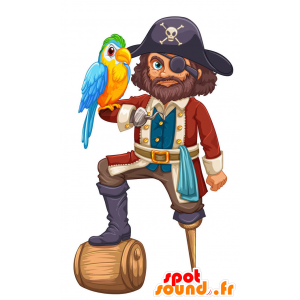 Piratmaskot, rød og beige - Spotsound maskot kostume