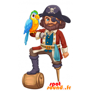 Mascotte de pirate, rouge et beige - MASFR029441 - Mascottes 2D/3D