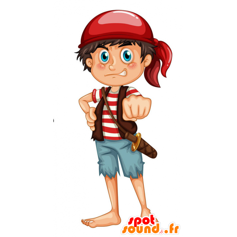 Pirate Mascot in bianco e rosso vestito tradizionale - MASFR029442 - Mascotte 2D / 3D