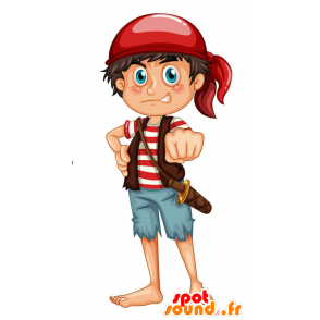 Pirate Mascot in bianco e rosso vestito tradizionale - MASFR029442 - Mascotte 2D / 3D