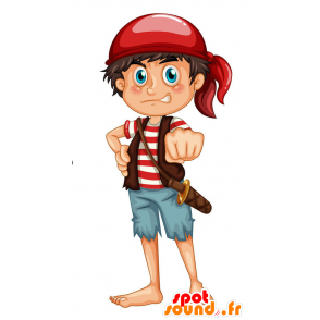 Pirate Mascot tradycyjny biały i czerwony strój - MASFR029442 - 2D / 3D Maskotki