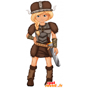 Viking mascot woman in traditional dress - MASFR029444 - 2D / 3D mascots