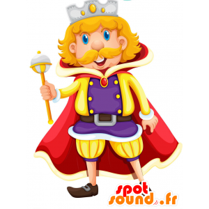 Koning mascotte, Imperial man in violet gele en rode outfit - MASFR029448 - 2D / 3D Mascottes