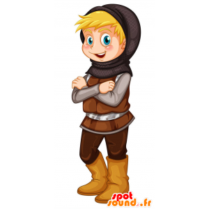 Cavaleiro Mascot segurando castanho - MASFR029449 - 2D / 3D mascotes