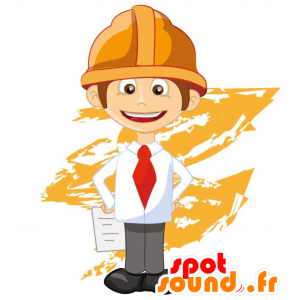 Mascota del hombre, trabajador, con una camisa y un casco - MASFR029453 - Mascotte 2D / 3D