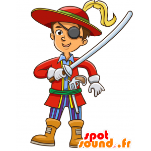 Mascota del pirata en vestido rojo - MASFR029459 - Mascotte 2D / 3D