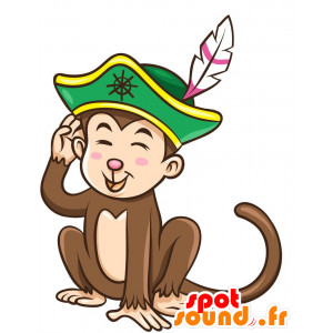 Maskot opice s kloboukem - MASFR029461 - 2D / 3D Maskoti