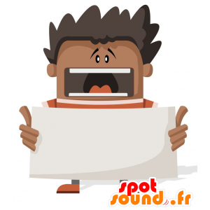 Mascot Afrikaanse jongen met een oranje gestreepte trui - MASFR029468 - 2D / 3D Mascottes
