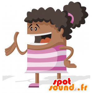 Mascota de la niña africana, con el pelo rizado - MASFR029470 - Mascotte 2D / 3D