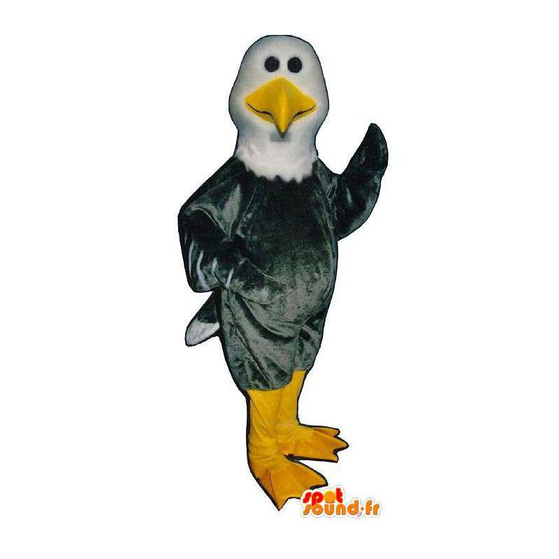 Mascotte de vautour gris et blanc. Costume d'aigle - MASFR007438 - Mascotte d'oiseaux