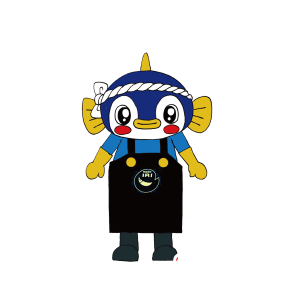 Blu e giallo pesce mascotte - MASFR029477 - Mascotte 2D / 3D