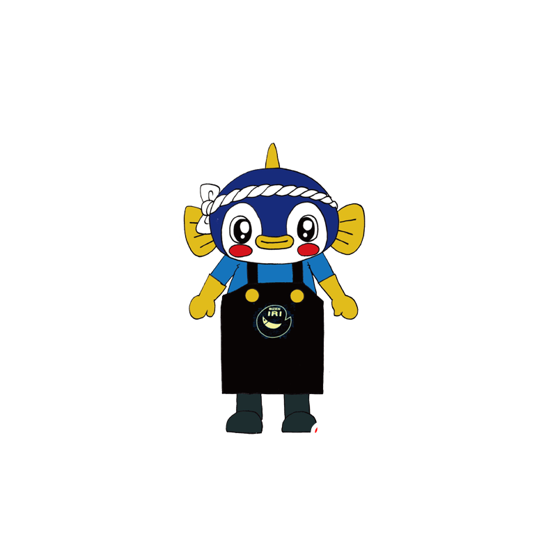 Blå og gul fiskemaskot - Spotsound maskot kostume