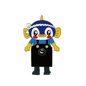 Blå och gul fiskmaskot - Spotsound maskot