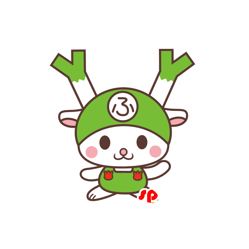 White Rabbit mascot with leeks on head - MASFR029478 - 2D / 3D mascots