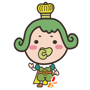 Koning mascotte, Imperial man, gekleed geel en groen - MASFR029480 - 2D / 3D Mascottes