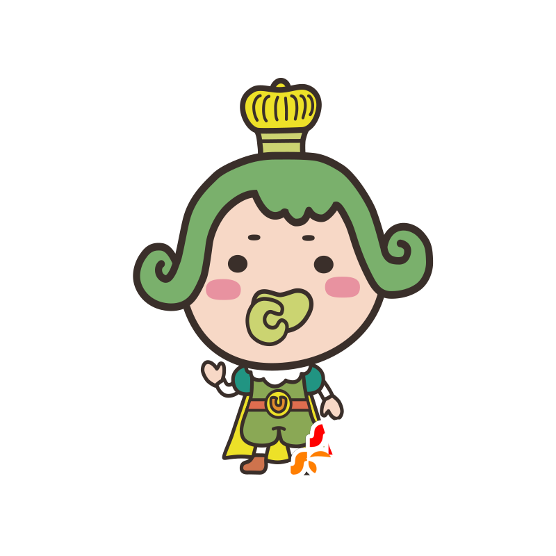 Rei mascote, homem imperial, amarelo e verde vestido - MASFR029480 - 2D / 3D mascotes