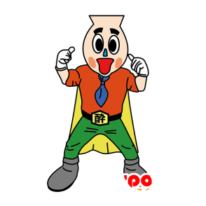 Superhelt maskot holder grønn, rød og gul - MASFR029482 - 2D / 3D Mascots