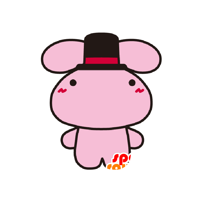 Pink rabbit mascot with a hat - MASFR029490 - 2D / 3D mascots