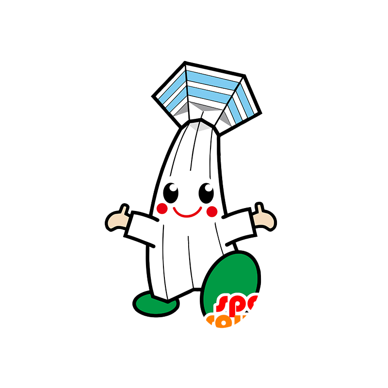 Mascot branco e azul edifício, alegre - MASFR029491 - 2D / 3D mascotes