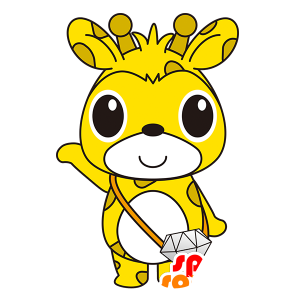 Amarillo y marrón mascota jirafa - MASFR029493 - Mascotte 2D / 3D