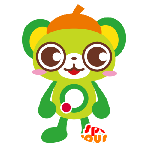 Grønn teddy maskot, hvitt og rødt - MASFR029494 - 2D / 3D Mascots