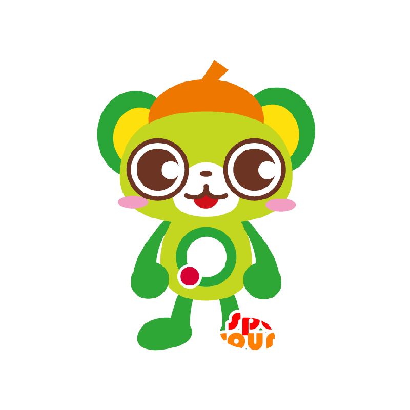 Green teddy mascot, white and red - MASFR029494 - 2D / 3D mascots