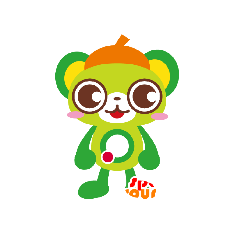 Grön, vit och röd nallebjörnmaskot - Spotsound maskot
