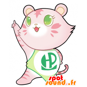 Pink mascot cat with a white dress - MASFR029495 - 2D / 3D mascots
