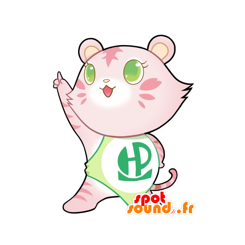Pink mascot cat with a white dress - MASFR029495 - 2D / 3D mascots