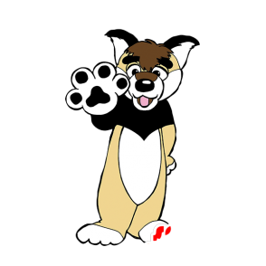 Hvid, beige og sort hundemaskot - Spotsound maskot kostume