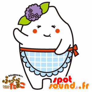 Mascot reusachtige witte tand met een schort - MASFR029502 - 2D / 3D Mascottes