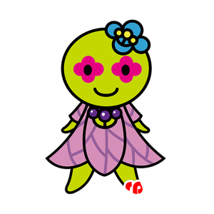 La mascota verde y flores de color rosa, gigante - MASFR029504 - Mascotte 2D / 3D