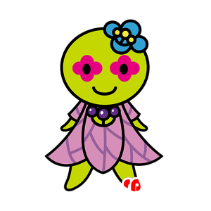 Grön och rosa blommamaskot, jätte - Spotsound maskot