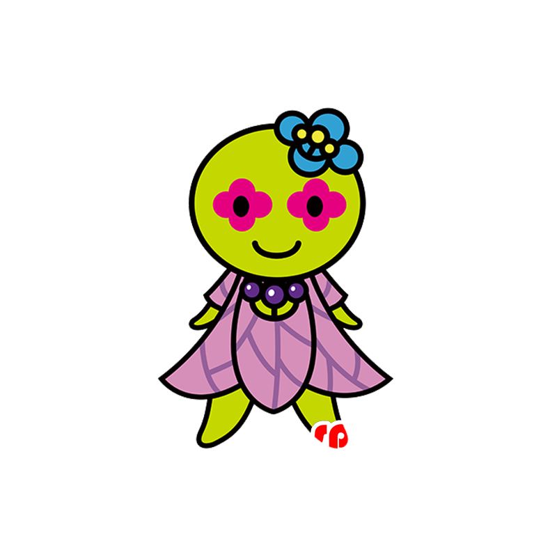Mascot green and pink flower, giant - MASFR029504 - 2D / 3D mascots