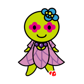 Grön och rosa blommamaskot, jätte - Spotsound maskot