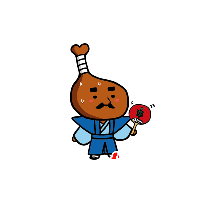 Chicken leg mascot with holding samurai - MASFR029512 - 2D / 3D mascots