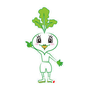 Maskot hvid og grøn radise, kæmpe og sjov - Spotsound maskot