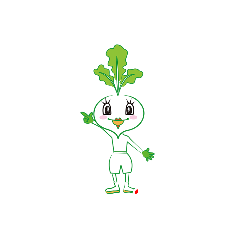 Maskot vit och grön rädisa, jätte och rolig - Spotsound maskot