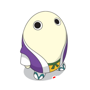 Mascot riesiges Ei mit einem lila Kimono - MASFR029519 - 2D / 3D Maskottchen