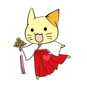 Mascota del gato amarillo y blanco vestido de rojo - MASFR029520 - Mascotte 2D / 3D