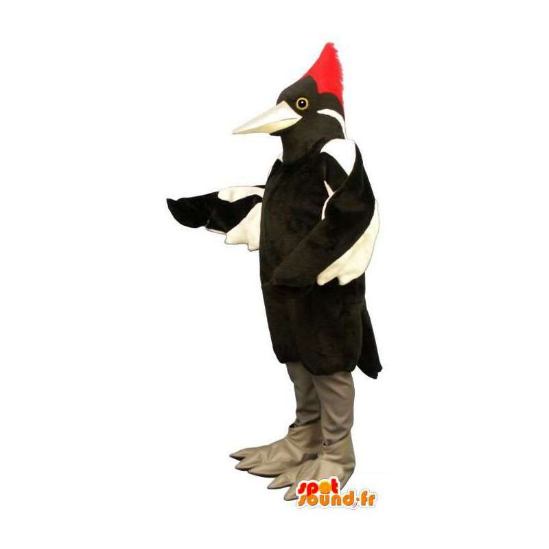 Mascotte de geai noir, d'oiseau noir et blanc. Costume de geai - MASFR007447 - Mascotte d'oiseaux