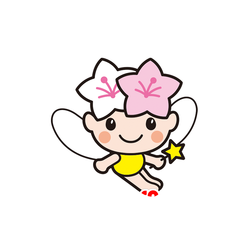 Fairy mascot with flowers and wings in the back - MASFR029523 - 2D / 3D mascots