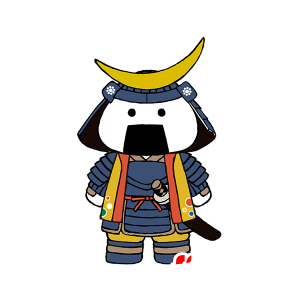 Samurai mascota vestida en traje tradicional - MASFR029525 - Mascotte 2D / 3D