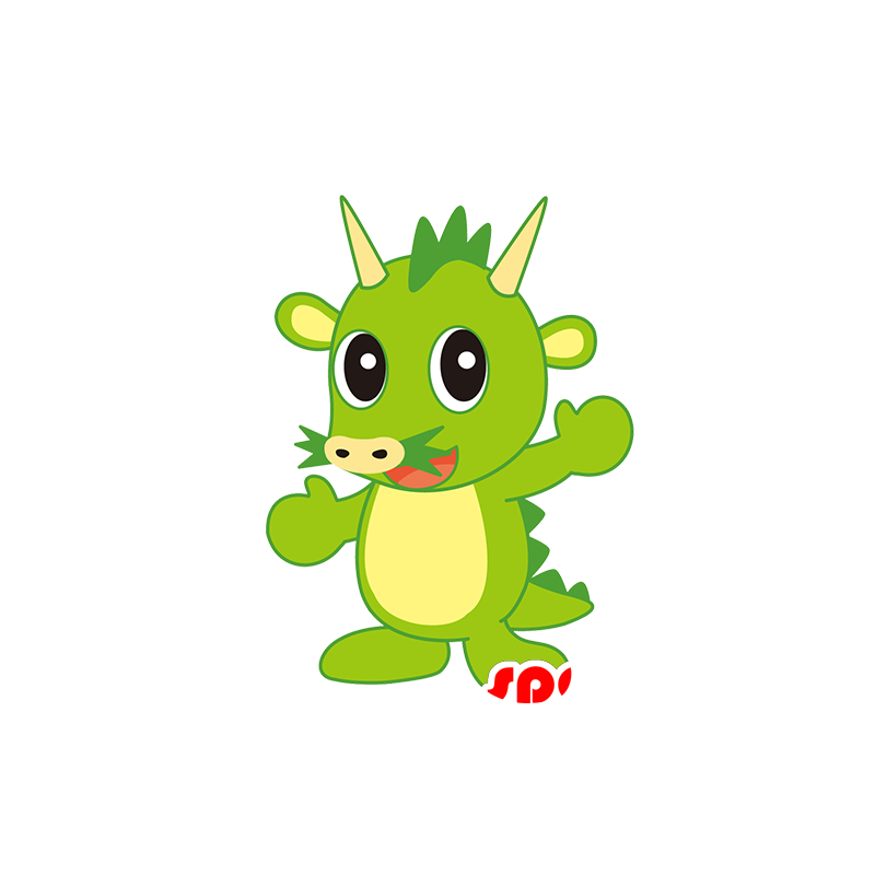 La mascota dragón chino, amarillo y verde - MASFR029526 - Mascotte 2D / 3D