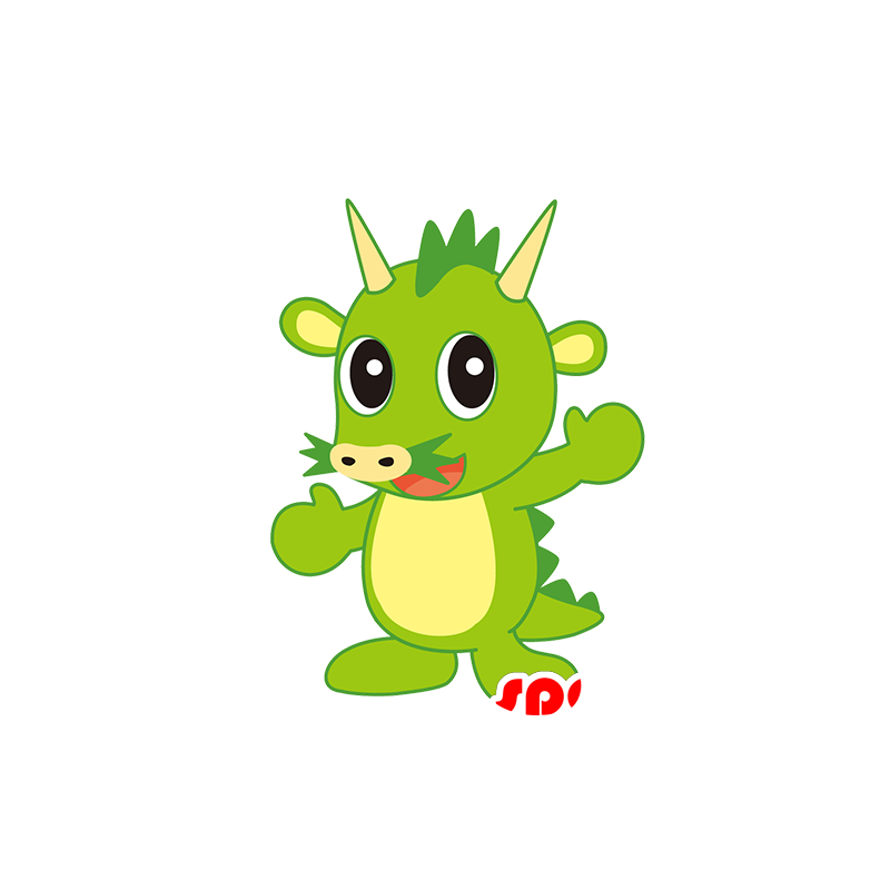 Mascotte de dragon chinois, jaune et vert - MASFR029526 - Mascottes 2D/3D