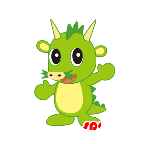 Mascotte de dragon chinois, jaune et vert - MASFR029526 - Mascottes 2D/3D