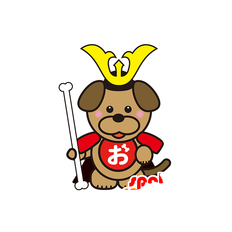 Brauner Hund Maskottchen, in Samurai gekleidet - MASFR029528 - 2D / 3D Maskottchen